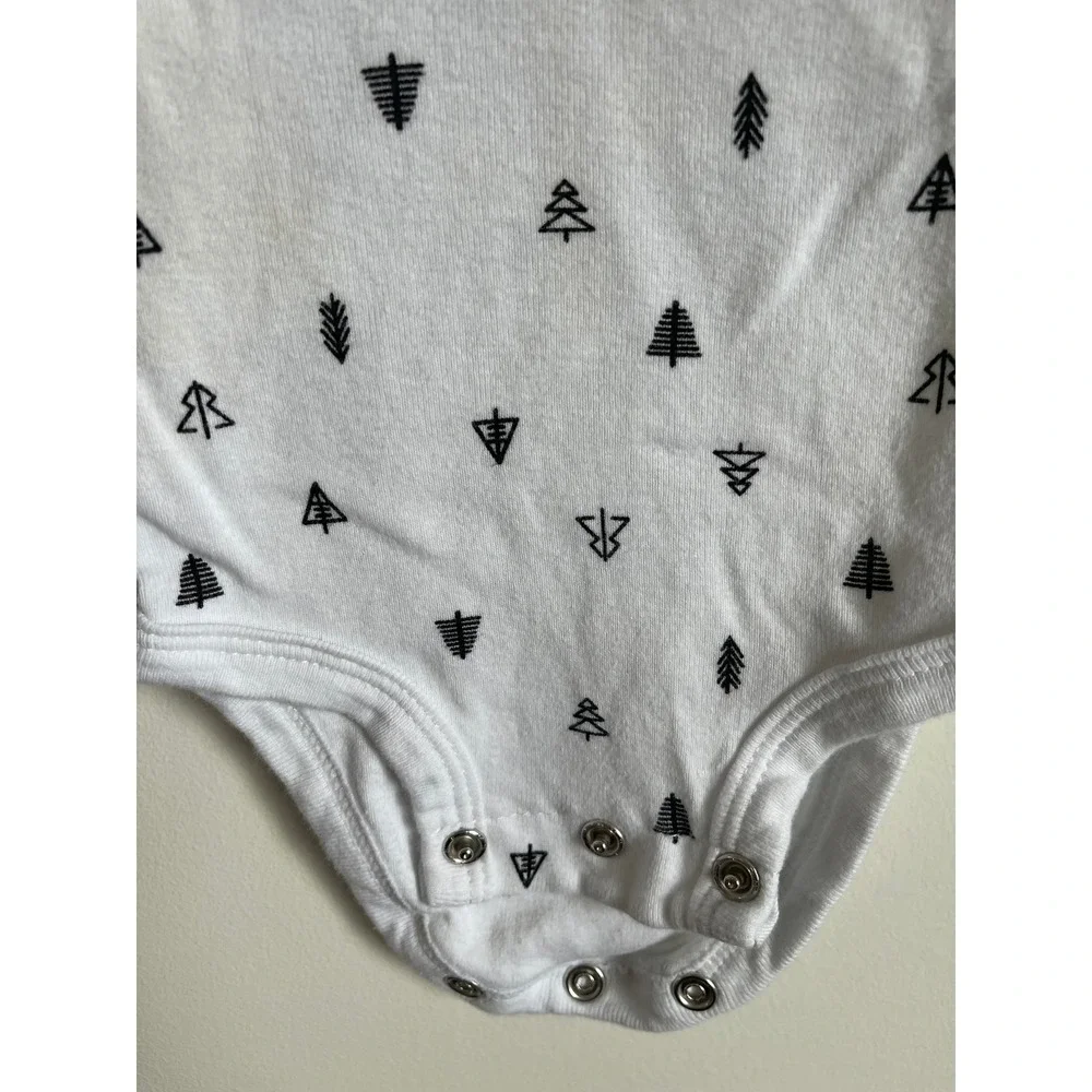 Carters Newborn Long Sleeve Bodysuit White Black Tree Print